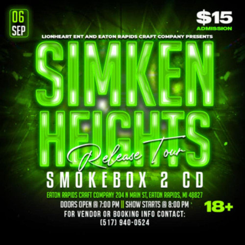 General Admission - NO-LOVE  - SIMKEN HIGHTS "SMOKE BOX 2" RELEASE PARTY!! @ Eaton Rapids Craft Company  - 2025-09-06