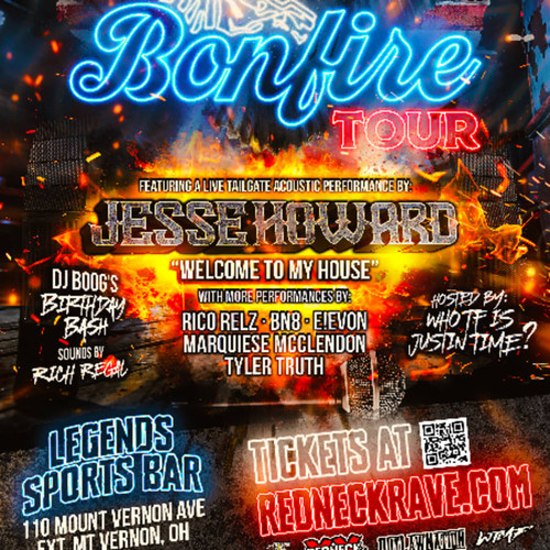 VIP Pre Show Experience - The Bonfire Tour starring Jesse Howard in Mt. Vernon,Ohio @ Legends Sports Bar & Grill - 2026-05-16