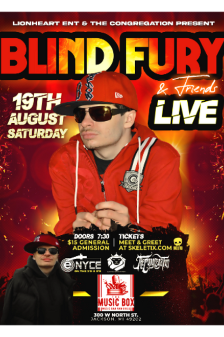 GENERAL ADMISSION - Blind Fury Fury & Friends Tour Live At The Music Box in Jackson Michigan @ The Music Box - 2023-08-19