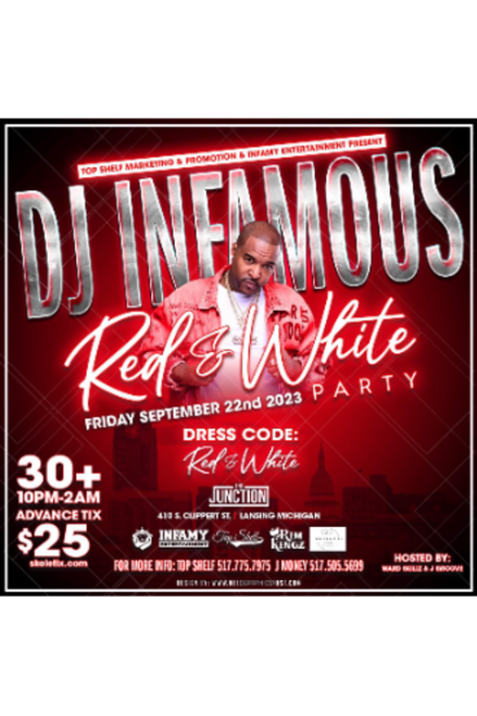 Reserved Table for 6 - DJ Infamous RED & WHITE PARTY @ The Junction - 2023-09-22
