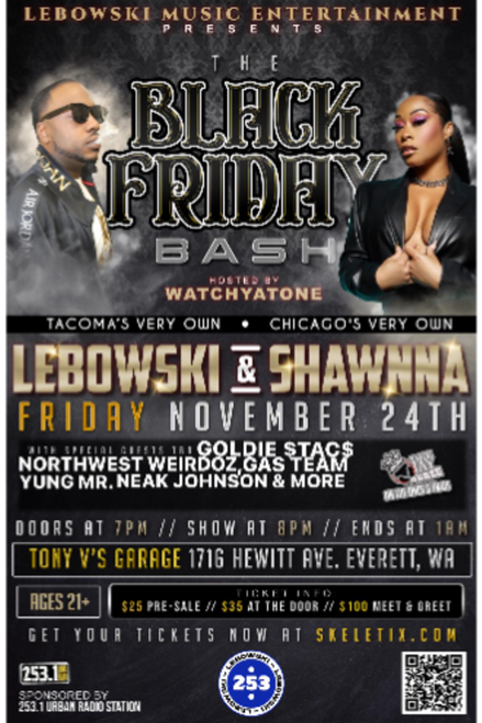 General Admission -  LEBOWSKI & SHAWNNA (Black Friday Bash) @ Tony V?s Garage - 2023-11-24