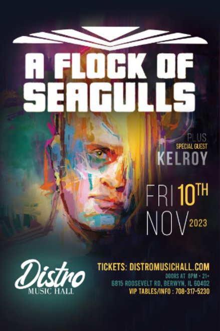 VIP Booth for 10 + Entry for 10 (Balcony) - A FLOCK OF SEAGULLS: Live in Concert @ Distro Music Hall - 2023-11-10