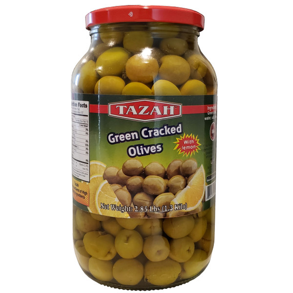 Tazah Cracked Green Olives With Lemon 2.85 lbs