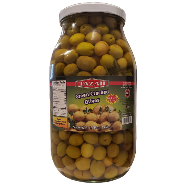Tazah Cracked Green Olives With Wild Thyme 6.6 lbs
