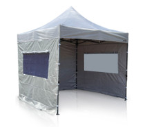 3x3 Grey pop up gazebo with doorway open