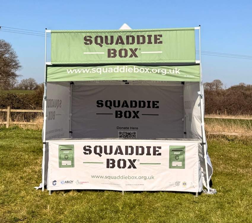 TFH Gazebos Printed Sky Banner_Squaddie Box Charity