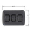 Kaper II L12-0379 3-Gang On/Off Rocker Switch Assembly - Dimensions