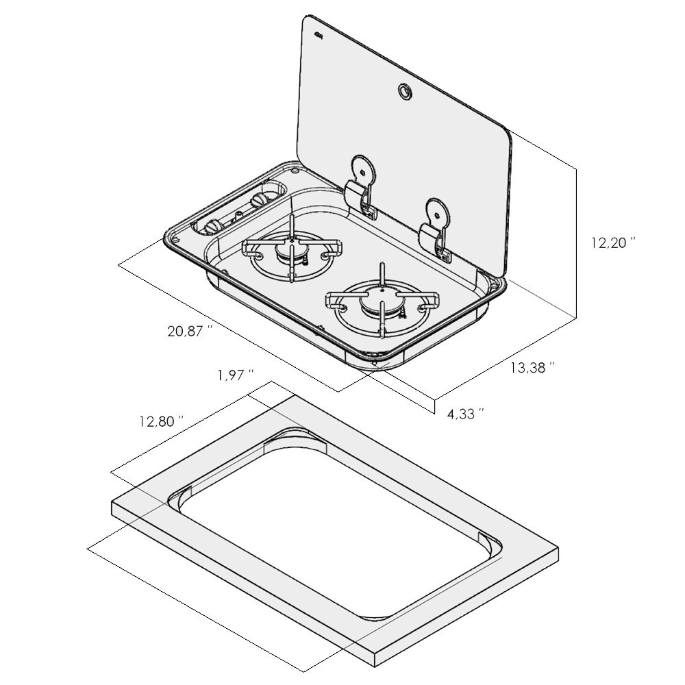 Dometic™ D21SEC / 50216 RV 2Burner Propane Cooktop S/S Cast Iron