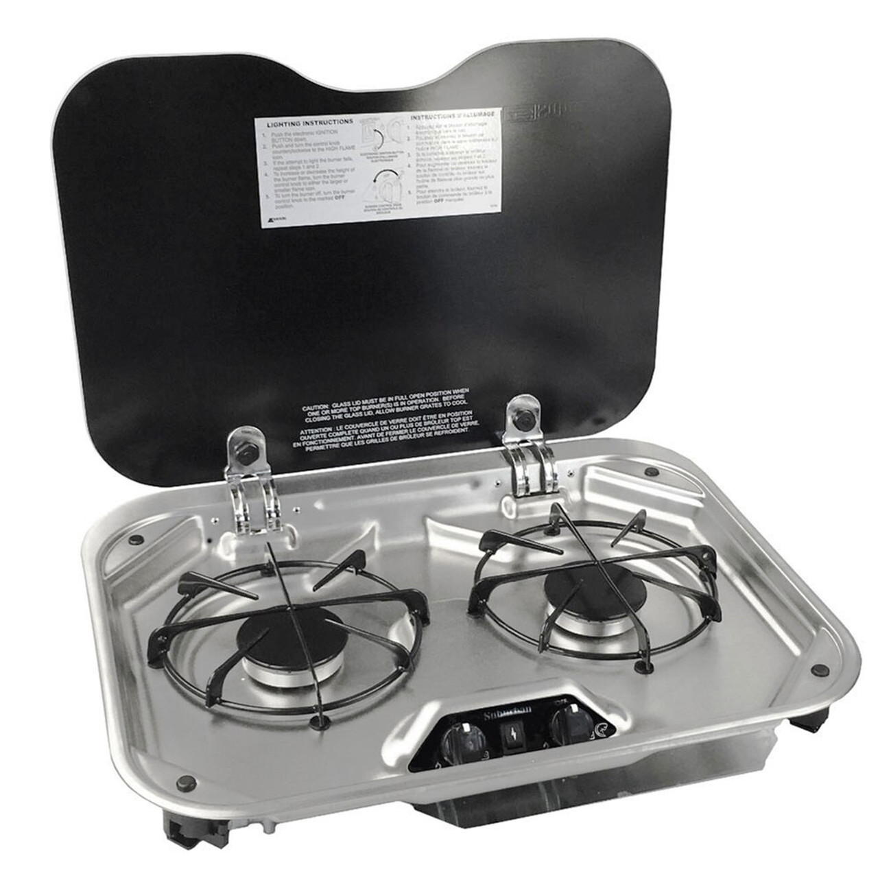 Suburban 3031ast 2 Burner Rv Propane Cooktop W Glass Lid