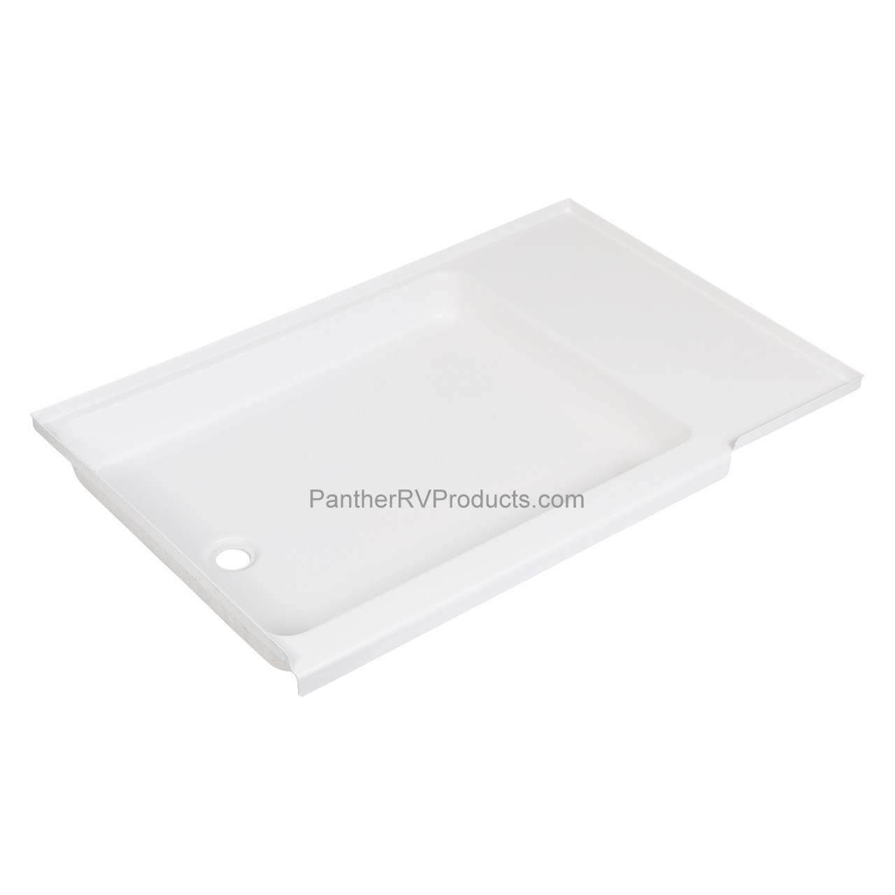 CAMCO 24-in x 26-in Plastic Water Heater Drain Pan with Fitting in
