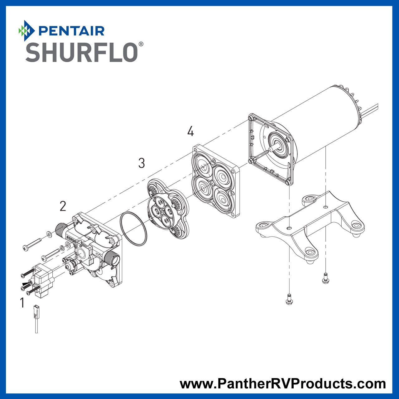 Shurflo 4048-153 RV Fresh Water Pump Parts Breakdown
