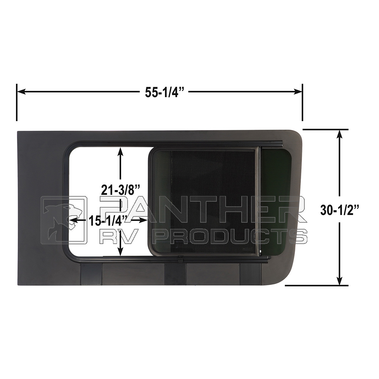 AM Auto - Sprinter - Driver Side - Rear Window - Half Slider w/ Screen -  144 WB w/ Driver Side Sliding Door - MS06-LS2M-HSS P - Vanlife Outfitters