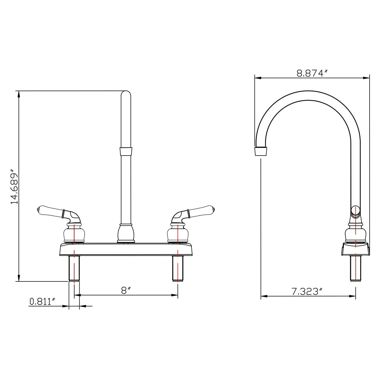 Dura Faucet DF-PK330HLH-SN J-Spout RV Kitchen Sink Faucet Satin Nickel