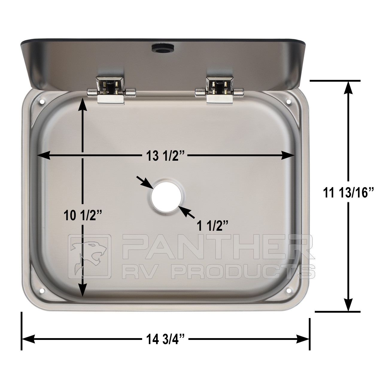 CAN Srl LR1375 Compact Rectangular Sink With Glass Lid - Stainless