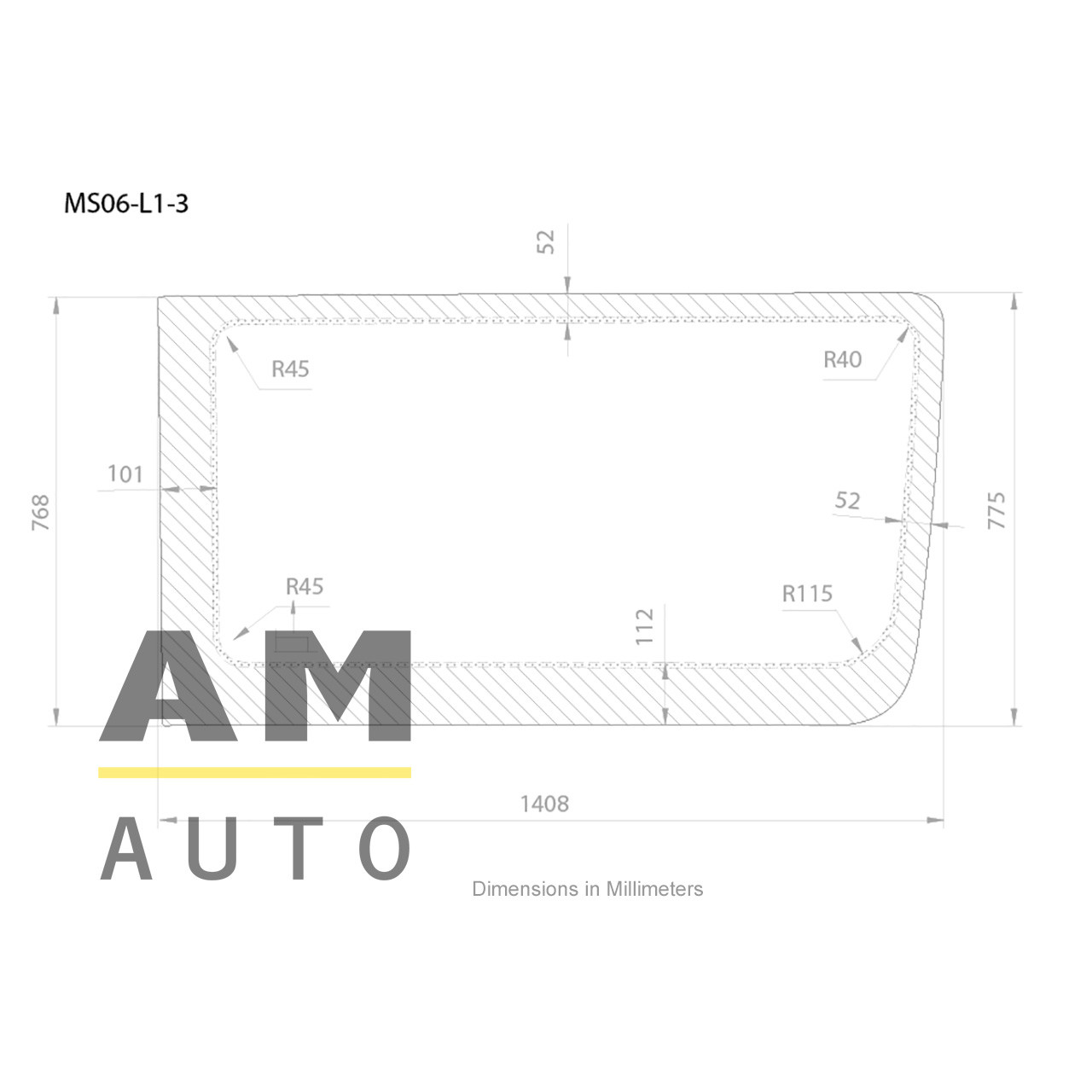 AM Auto MS06-L1-3 Mercedes Sprinter Driver's Side Bonded Forward