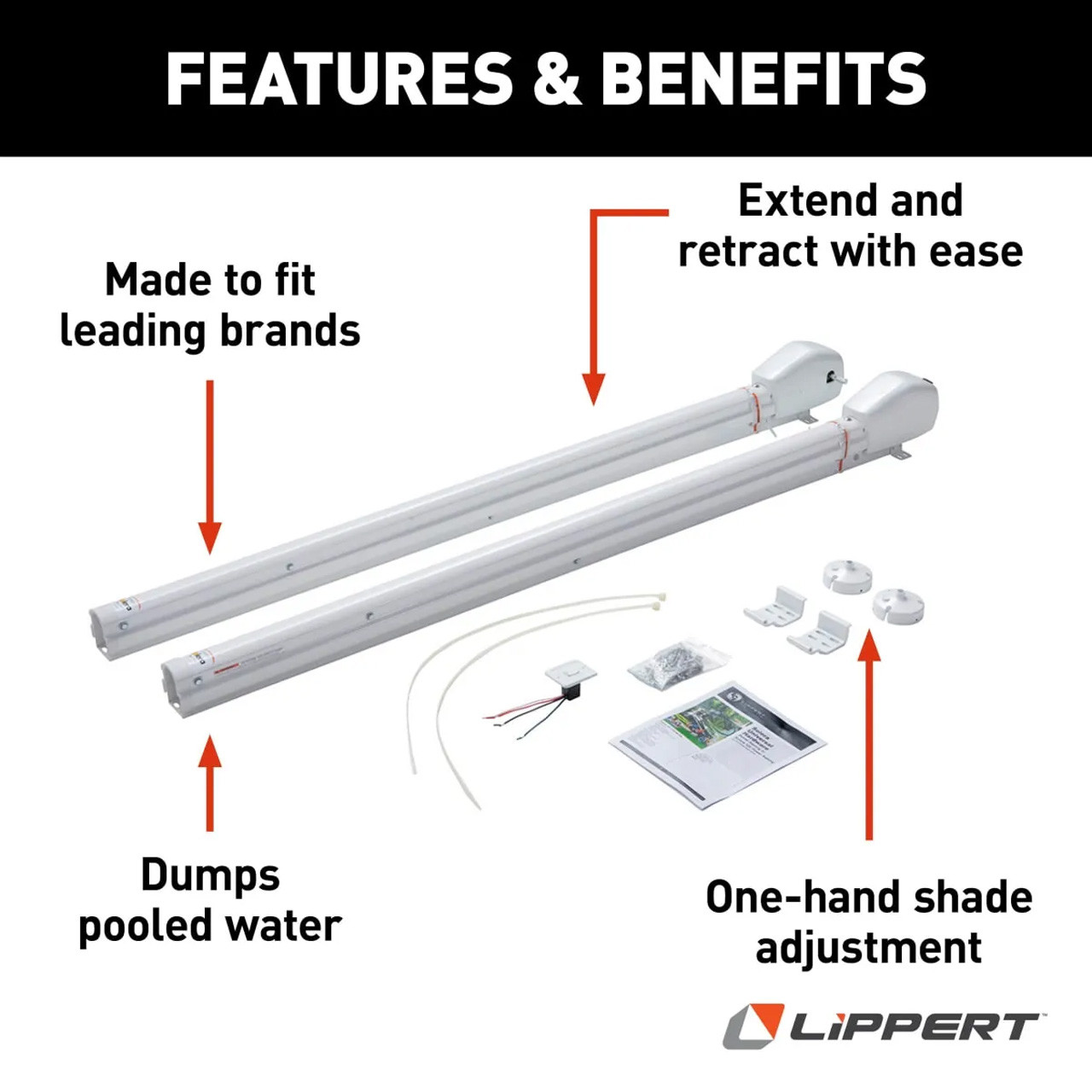 Solera® 434724 RV Power Awning Arm Hardware Kit - Standard - White