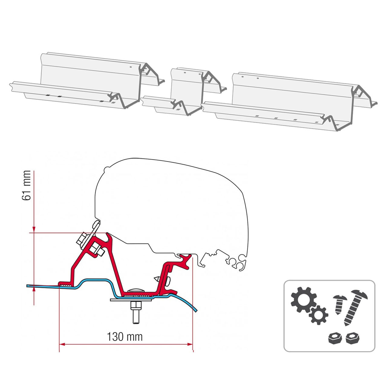 Fiamma® 98655-746 F80S Awning Mounting Bracket - Mercedes Sprinter