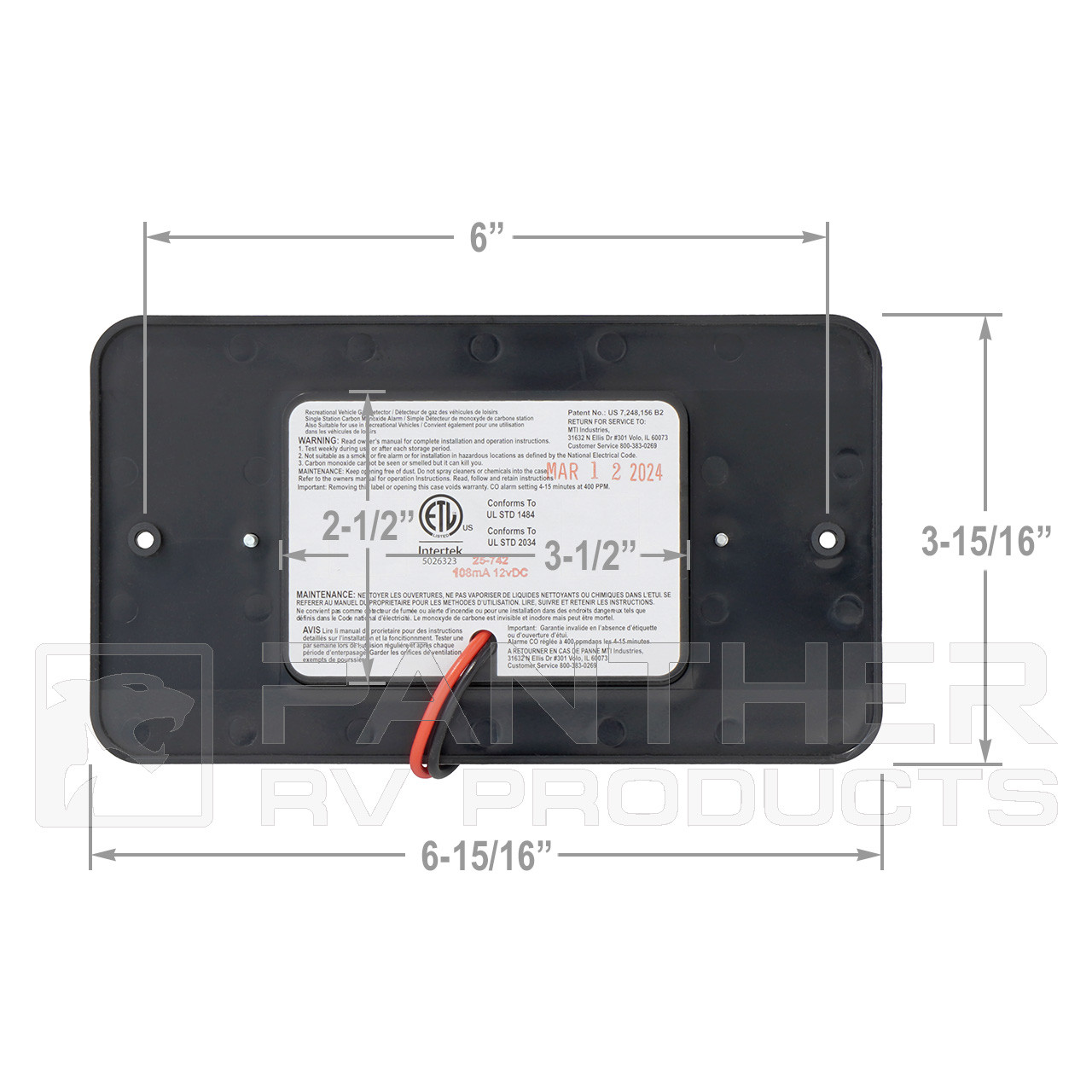 Safe-T-Alert 25-742-R-BL-TR-KIT RV Carbon Monoxide / Propane Leak