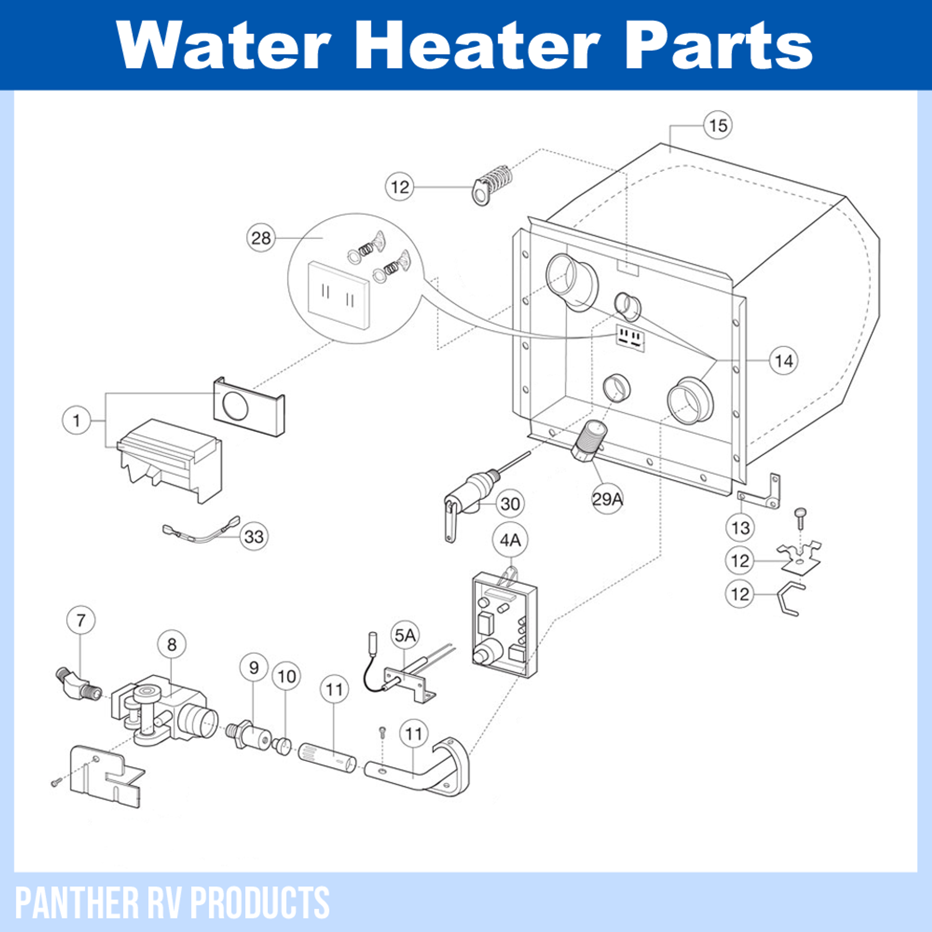 Dometic™ Atwood G103E RV Water Heater Parts Breakdown