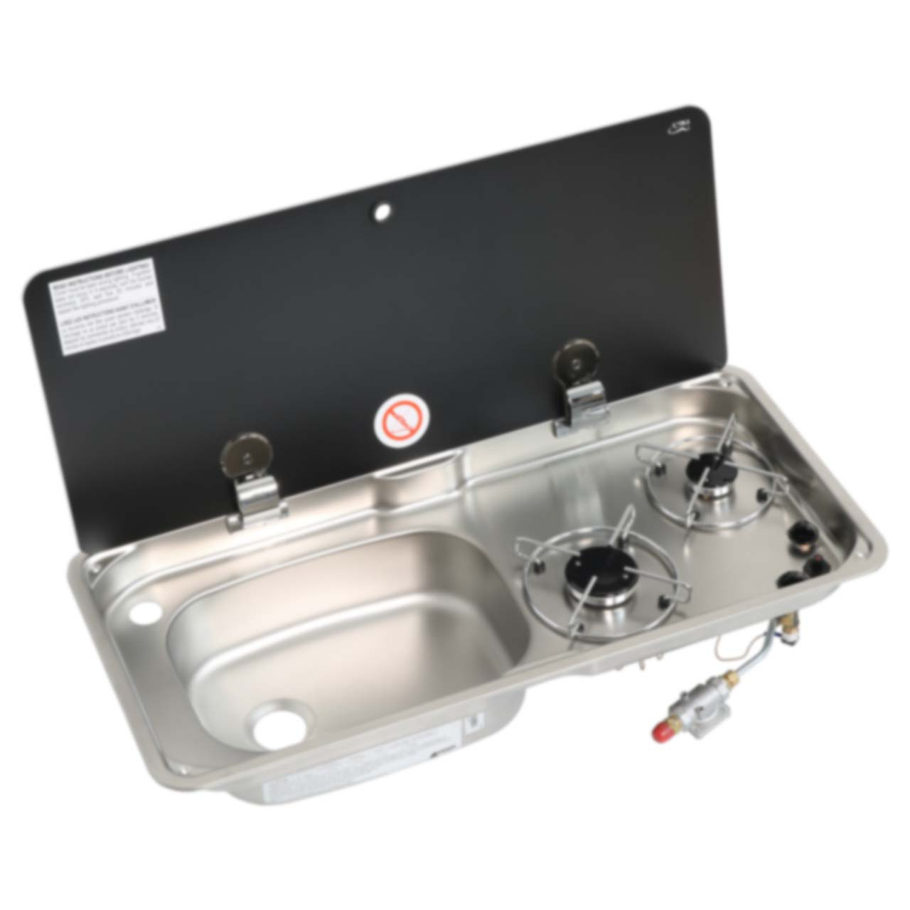 CAN Srl FL1323 Campervan Single-Burner RV Propane Cooktop with RH Sink
