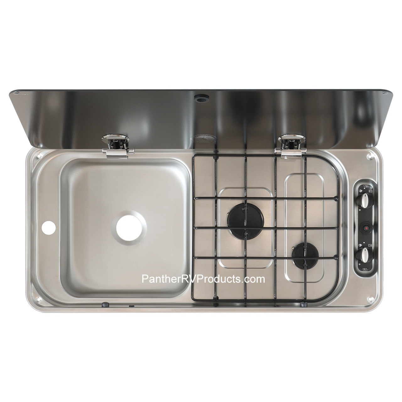 CAN Srl FL1410US Campervan Two-Burner RV Propane Cooktop with LH Sink