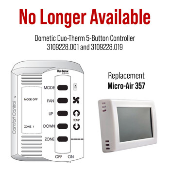 Dometic™ Duo-Therm 3109228.001 & 3109228.019 5-Button Comfort Control Center