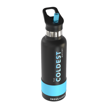 COLDEST 21SIB-FT-MB Double Walled S/S Water Bottle - 21oz - Black/Blue