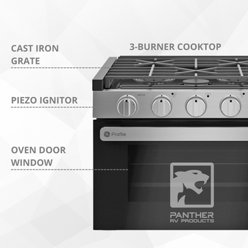 GE® PLD617RTSS RV Kitchen 17" Range - 3-Burner Cooktop / Oven