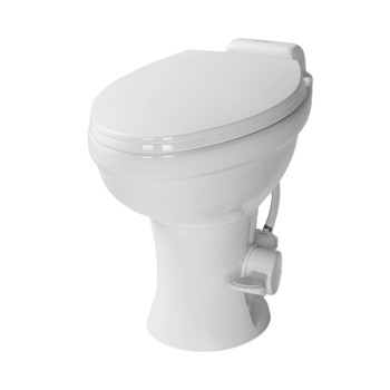 Lippert Flow Max 202113192 RV Residential Style Ceramic Toilet - Foot Flush - White