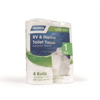 Camco 40276 RV Toilet Tissue Paper - 1 Ply - 4 Rolls - 280 Sheets