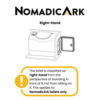 NomadicArk NA-TBW-R RV Self-Contained Bench Toilet - Electric Flush - RH Cassette