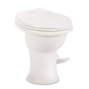 Dometic™ Complete 410 Tall Gravity Flush Toilet - Porcelain - Foot Flush - White