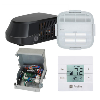 GE® GRCS13XHHB High-Efficiency R32 RV Air Conditioner 13.5k / 15A - Black w/ Non-Ducted ADB, Control Box, & White T-Stat Kit