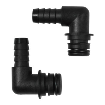 Flojet 20381009  Quick Connect Adapter Quad w/O-Ring x 1/2" Barb 90° Elbow - 2Pk