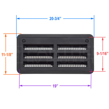 Star D RV Refrigerator Vent and Access Door - Black