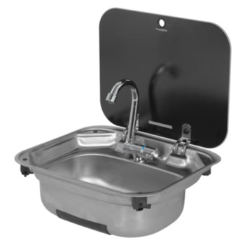 Dometic™ SMEV VA8005 RV Square Kitchen Sink Combo w/ Glass Lid and SUP-542 Faucet