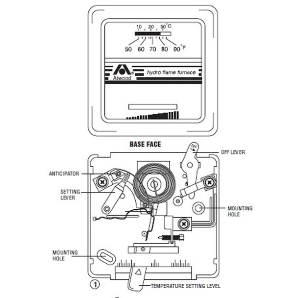 Dometic™ Atwood 38453 RV Furnace Temp. Control Thermostat - White