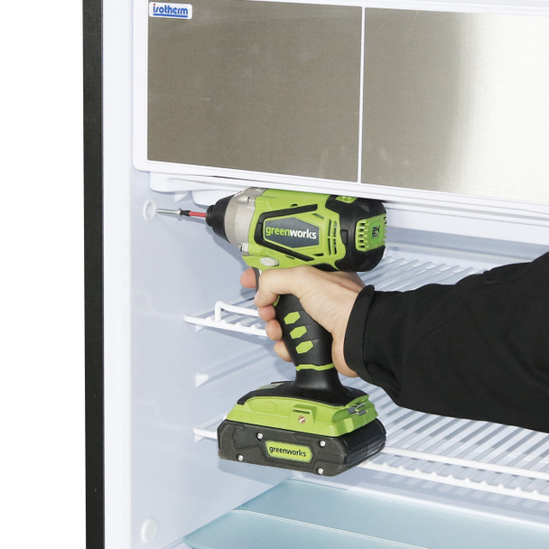 Isotherm F115RSBAS7 Freeline 115 Silver Elegance RV AC/DC Electric Refrigerator / Freezer - 4.1 C/F