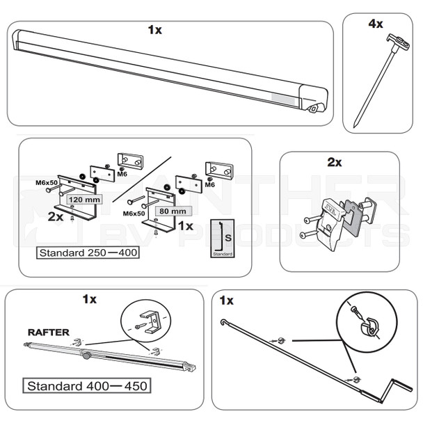 Fiamma 06759C01R F45S Awning 4.0m (13'1") - Included Items