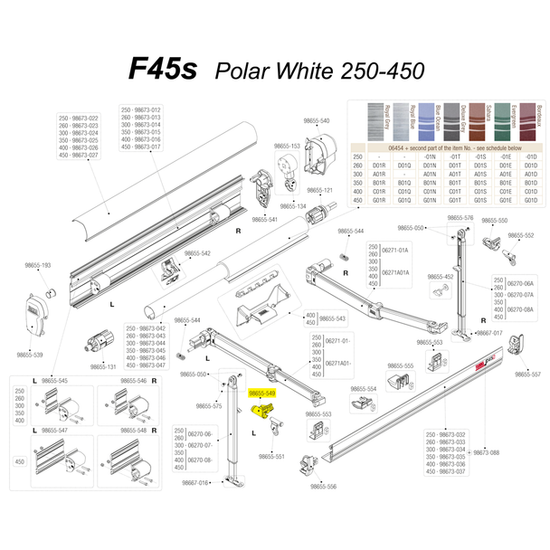 Fiamma® F45S RV Awning Exploded View