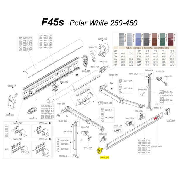 Fiamma 98655-556 F45S Awning Left Hand Lead Bar End Cap - White