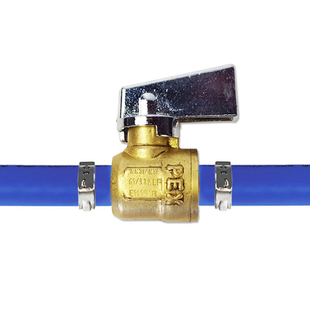 BestPex 41200 (51200) RV Fresh Water PEX Line LF Brass Shut Off Valve - 3/8" PEX