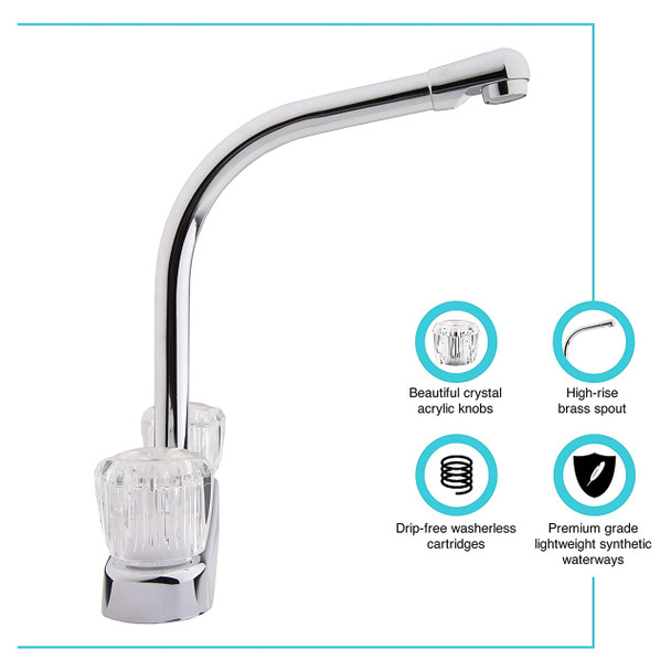 Dura Faucet DF-PK210A-CP Hi-Rise RV Kitchen Sink Faucet - Chrome