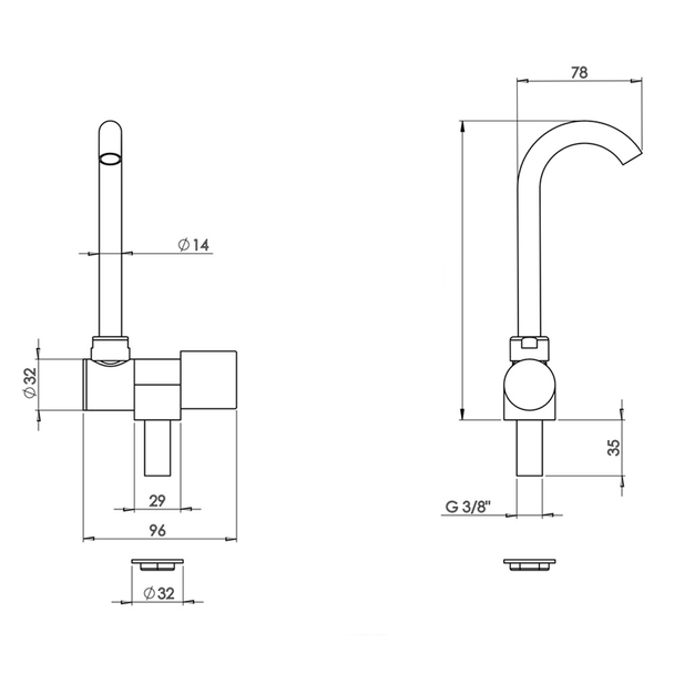 CAN Srl RB1486 Fold-Down RV Kitchen Sink Faucet - Cold Tap