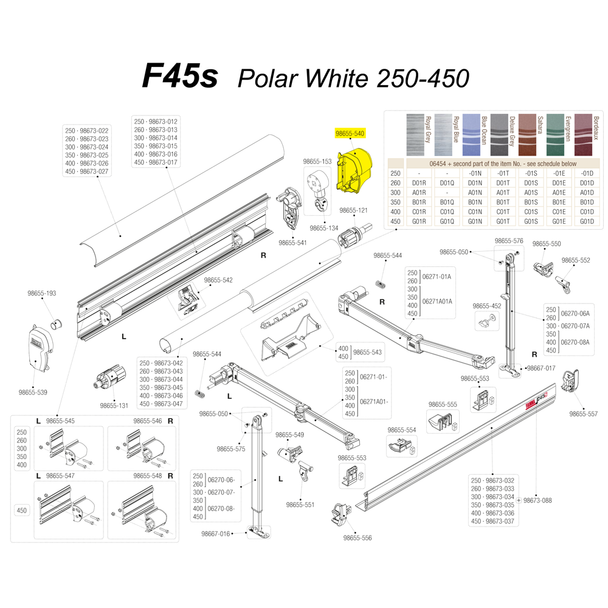 Fiamma® 98655-540 OEM F45s RV Awning R/H Crank Outer End Cap - White