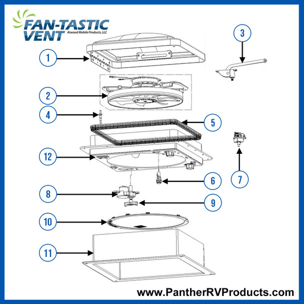 Dometic™ Fantastic 803350 RV Roof Vent Parts Breakdown