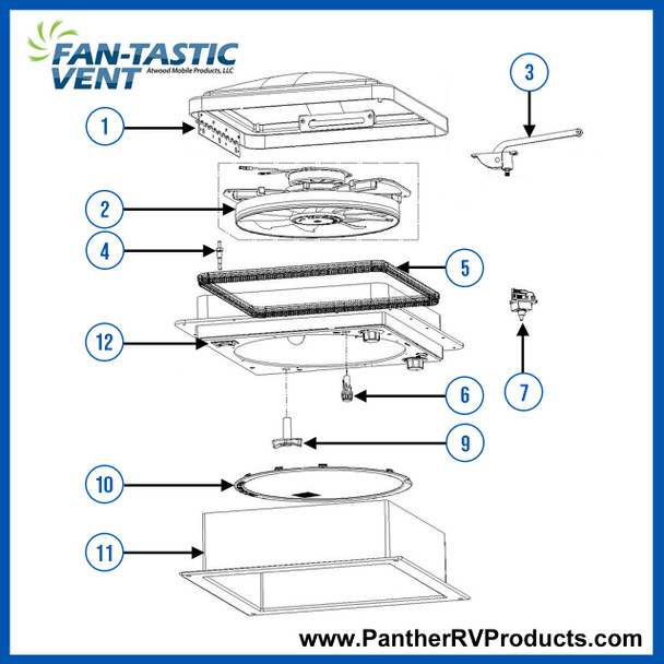 Dometic™ Fantastic 802250 RV Roof Vent Parts Breakdown