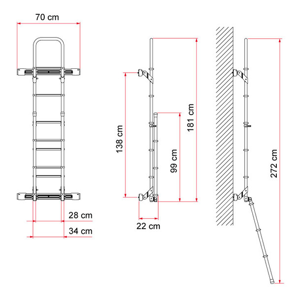 Fiamma® 02426-19A Mercedes Sprinter Door Mounted Ladder - Aluminum