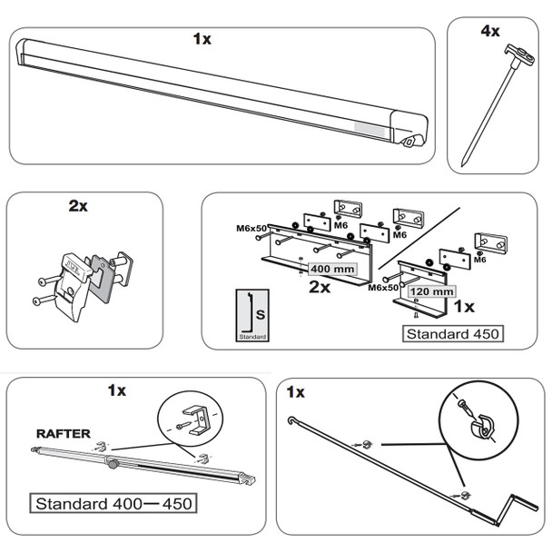 Fiamma 06759G01R F45S Awning - 4.5m (14'8") - Included Items