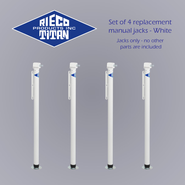 Rieco Titan 14041 Manual Truck Camper Loading Jacks - 4 Pack - White